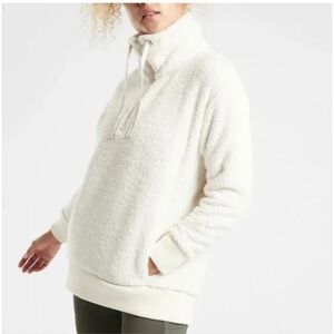 Athleta cream Talus sherpa fleece half zip pullover sweater top